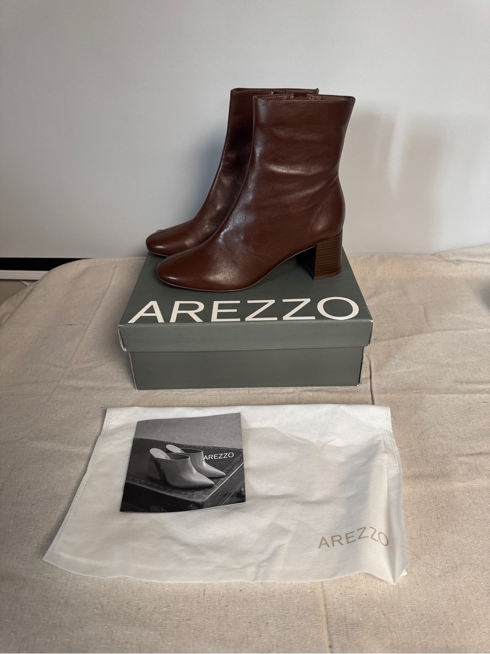 Arezzo Women's Brown Leather Ankle Boots Rebecca Size 10